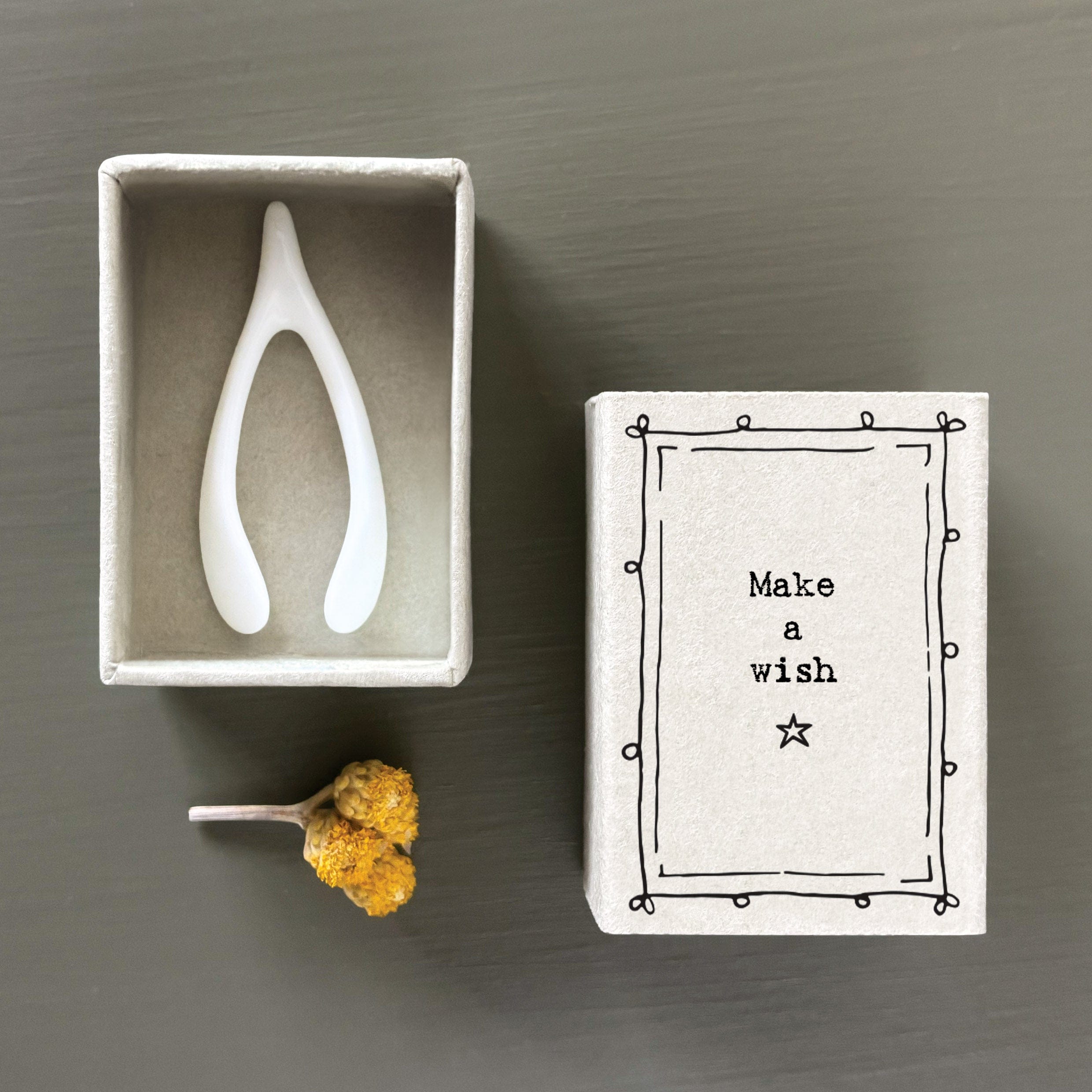 East Of India Matchbox Porcelain Wishbone ornament East Of India Matchbox Porcelain Wishbone