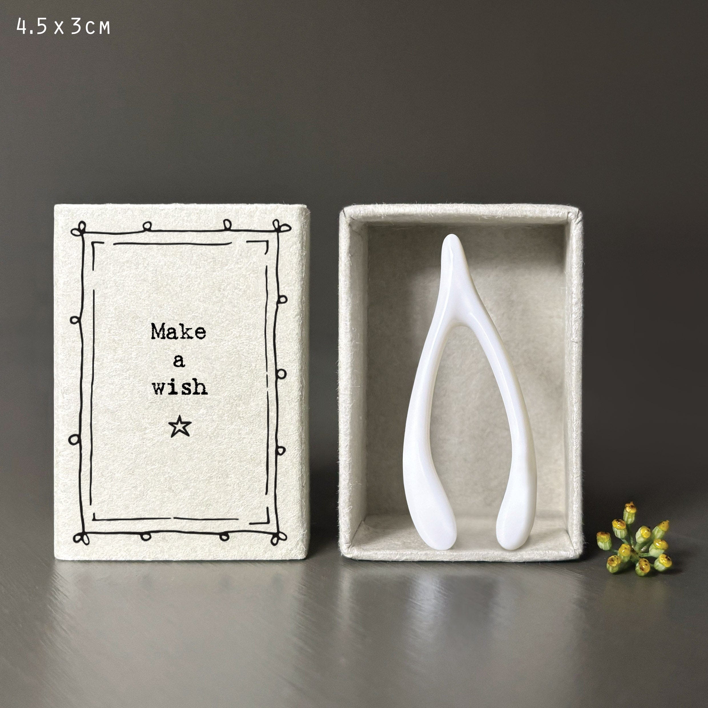 East Of India Matchbox Porcelain Wishbone ornament East Of India Matchbox Porcelain Wishbone