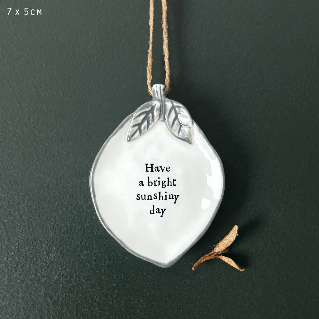 East of India Porcelain Hanging Lemon - Bright Sunshiny Day Hanging Decoration East of India Porcelain Hanging Lemon - Bright Sunshiny Day
