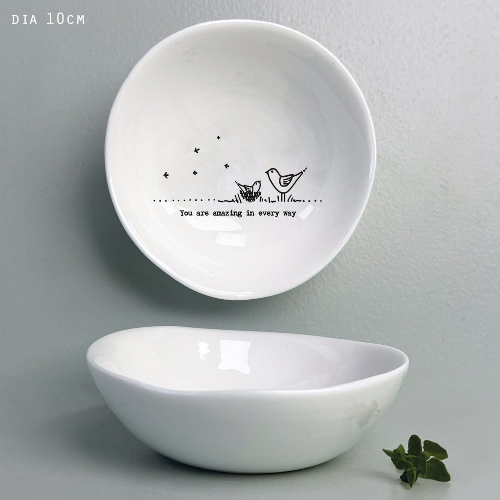 East of India Porcelain Medium Wobbly Bowl - You Are Amazing ring dish East of India Porcelain Medium Wobbly Bowl - You Are Amazing