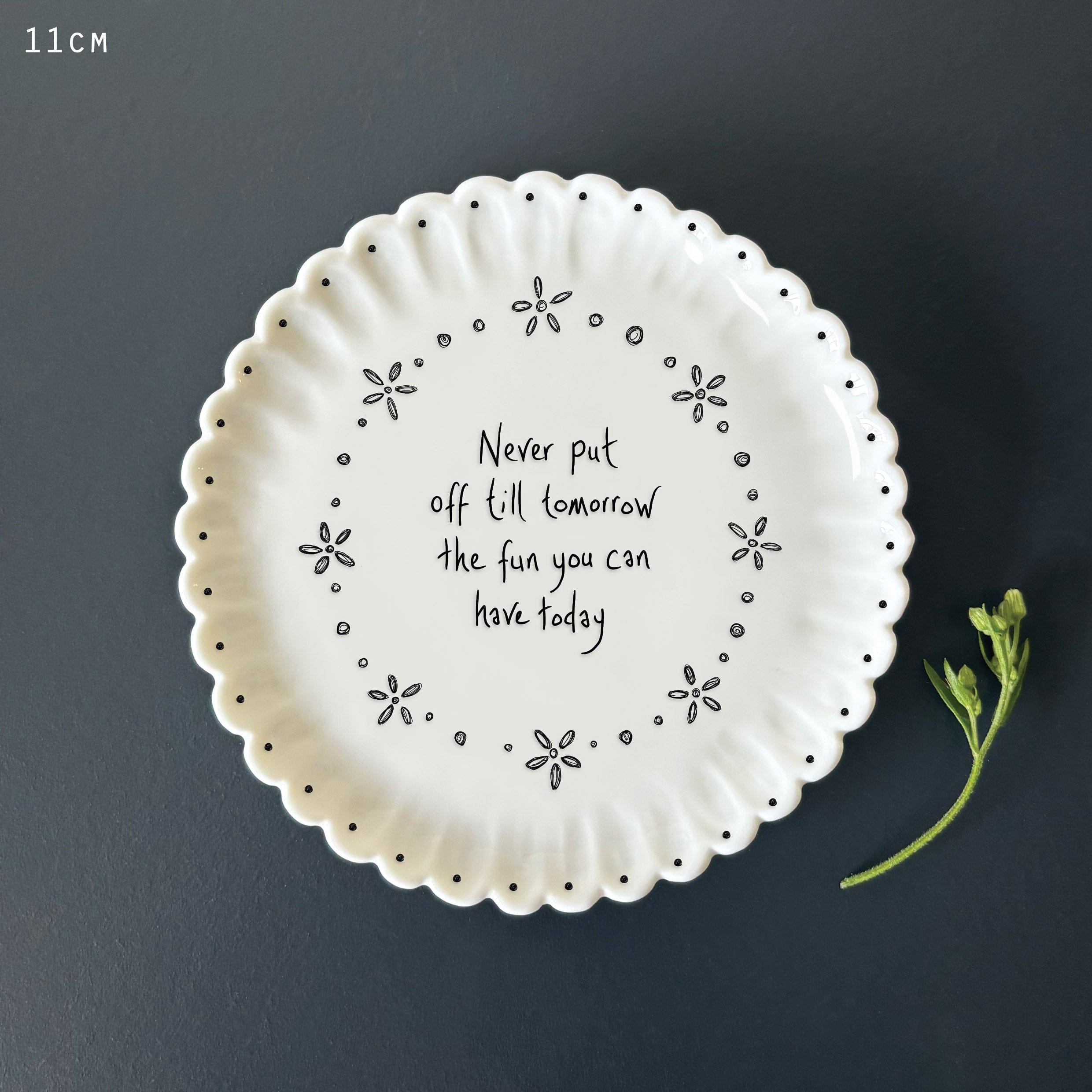 East of India Scallop Coaster – Never Put Off Till Tomorrow coaster East of India Scallop Coaster – Never Put Off Till Tomorrow