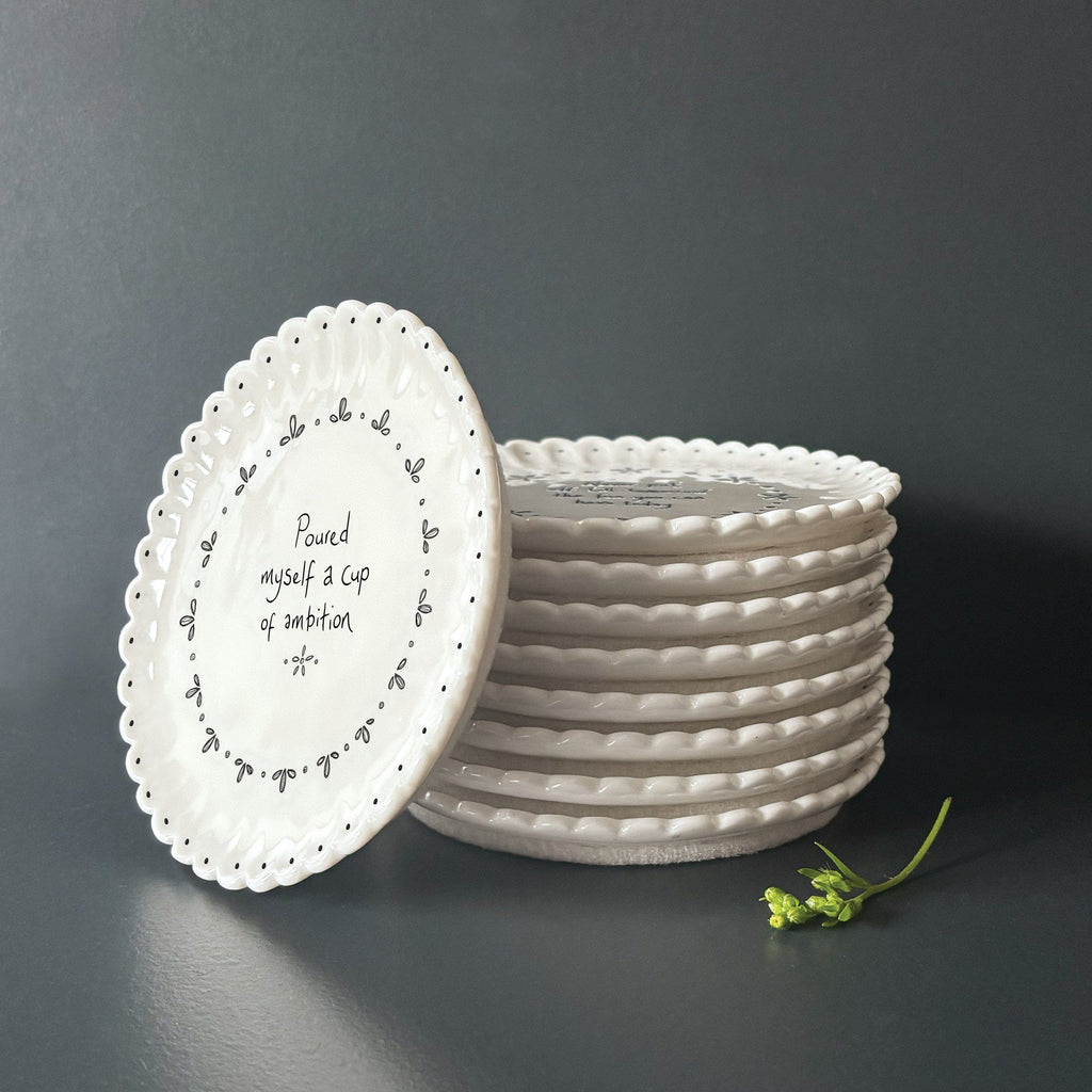 East of India Scallop Coaster – Poured myself a cup of ambition coaster East of India Scallop Coaster – Poured myself a cup of ambition