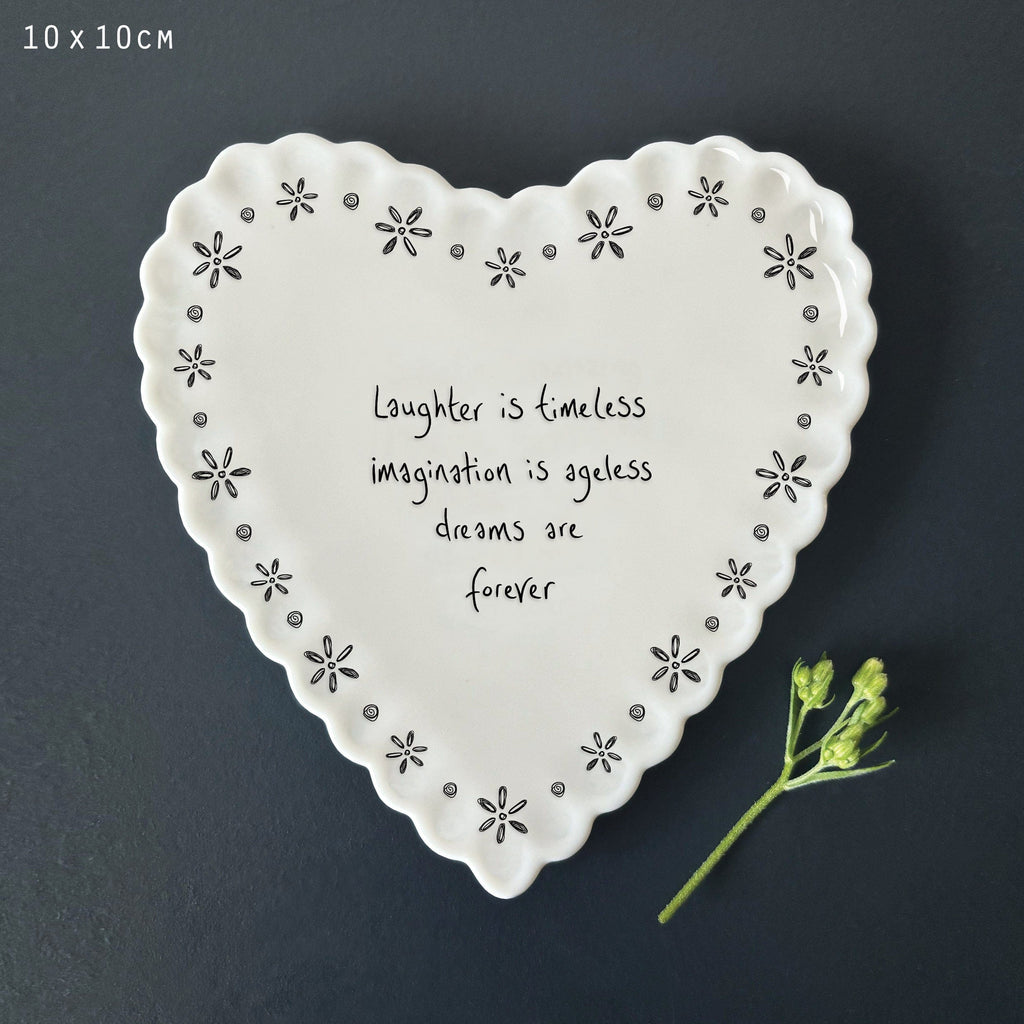 East of India Scallop Heart Coaster - Laughter is timeless coaster East of India Scallop Heart Coaster - Laughter is timeless