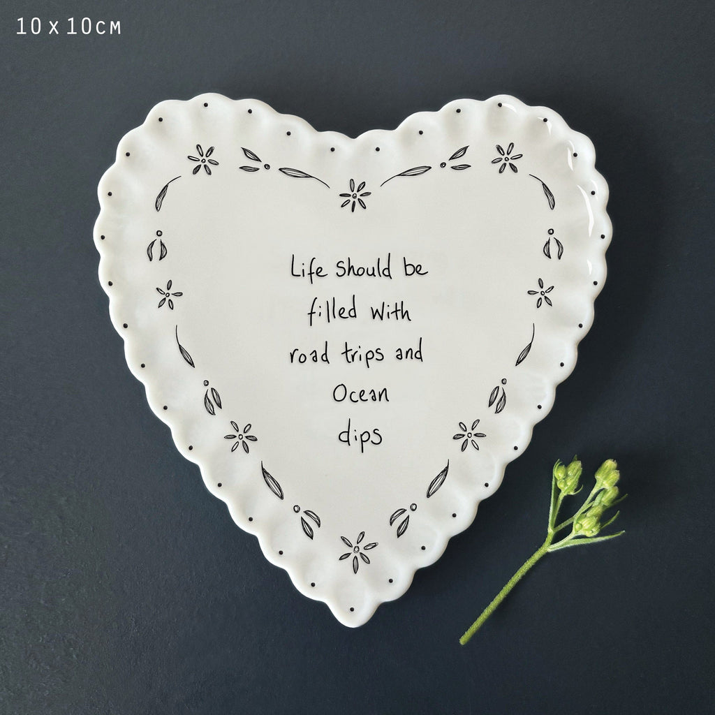 East of India Scallop Heart Coaster - Life filled with ocean dips coaster East of India Scallop Heart Coaster - Life filled with ocean dips