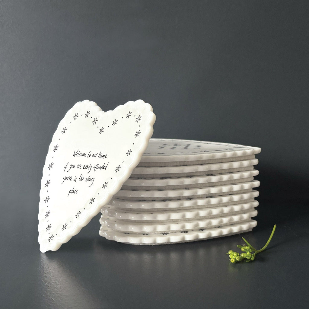 East of India Scallop Heart Coaster - Welcome to our home coaster East of India Scallop Heart Coaster - Welcome to our home