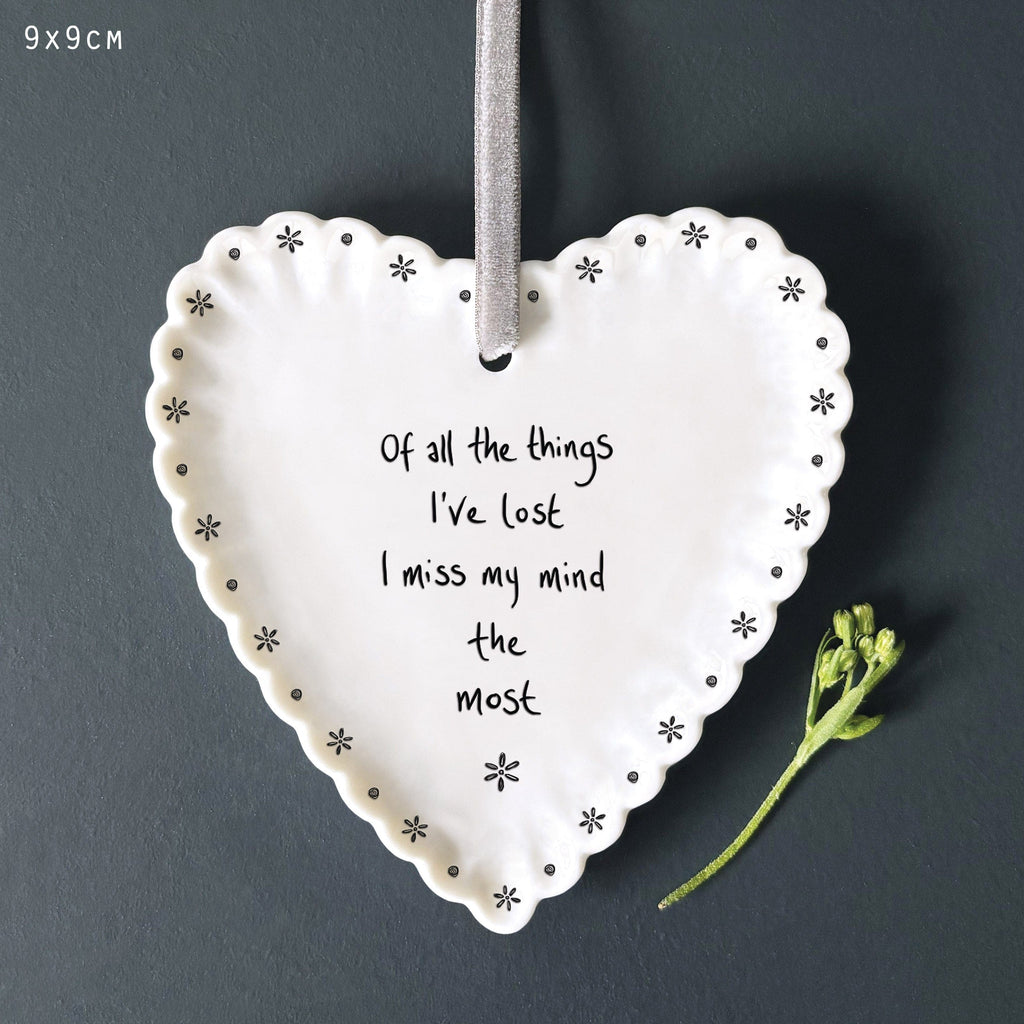 East of India Scallop Heart - Of all the things I’ve lost Hanging Decoration East of India Scallop Heart - Of all the things I’ve lost