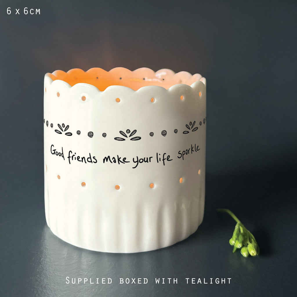 East of India Scallop Tea Light Holder - Good friends sparkle tea light holder East of India Scallop Tea Light Holder - Good friends sparkle