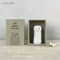 ornament East of India - Tall Matchbox Porcelain Owl Ornament