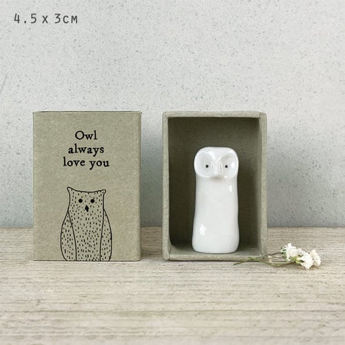 ornament East of India - Tall Matchbox Porcelain Owl Ornament