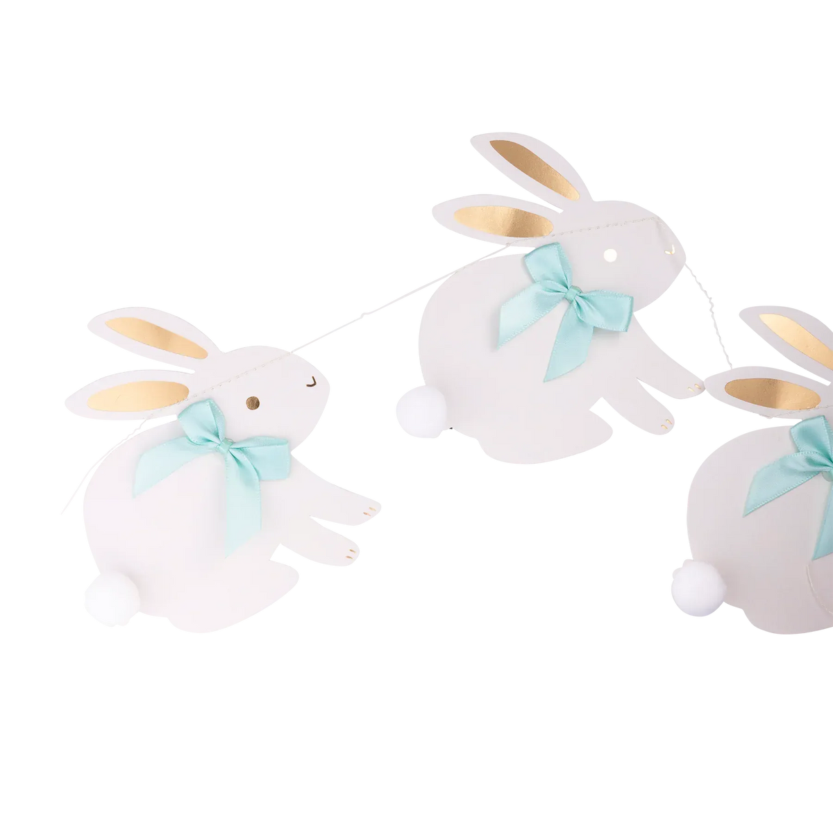 Easter Bunnies with Ribbon Bows Banner Bunting Easter Bunnies with Ribbon Bows Banner