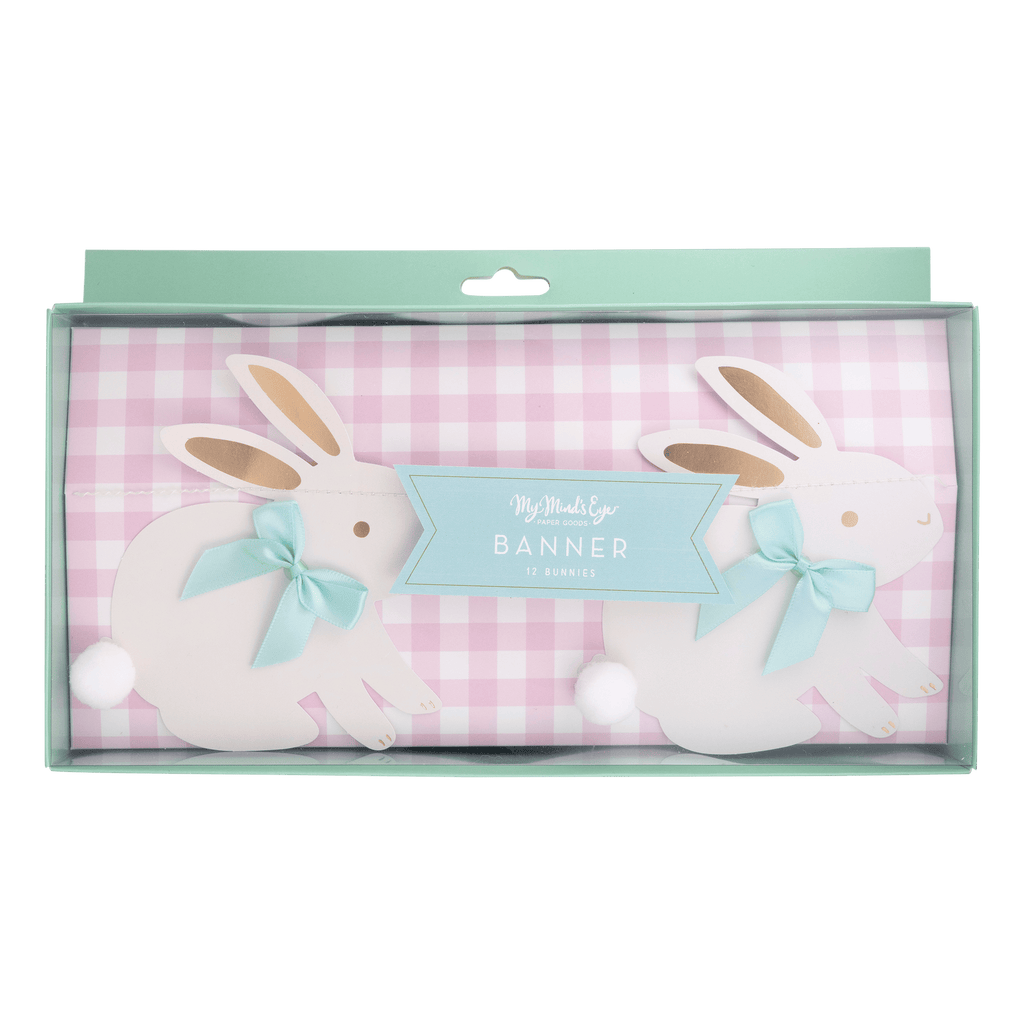 Easter Bunnies with Ribbon Bows Banner Bunting Easter Bunnies with Ribbon Bows Banner