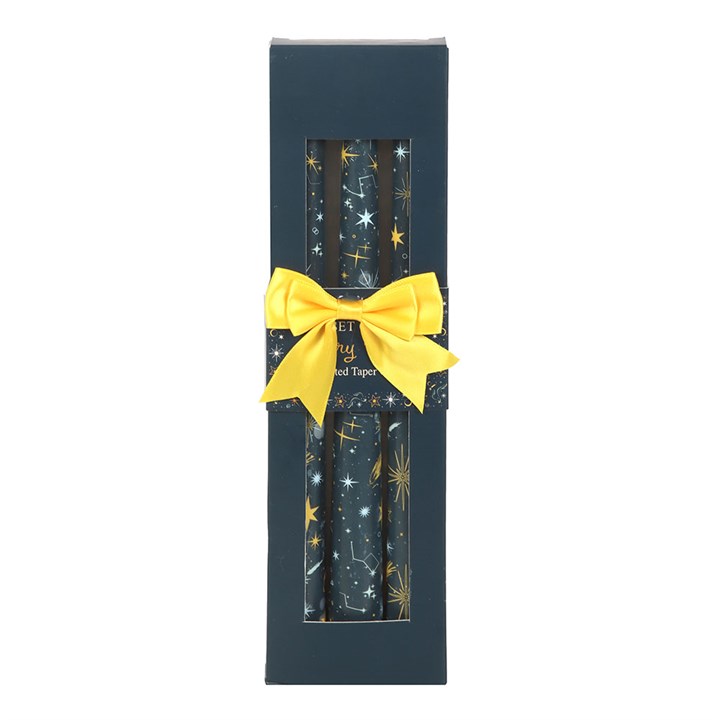 Set of 3 Starry Night Celestial Taper Candles