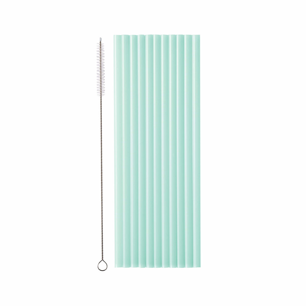Eco friendly Reusable Light Sage Green Plastic Straws – Set of 12 Drinking Straws & Stirrers Light Sage Green Plastic Straws – Set of 12