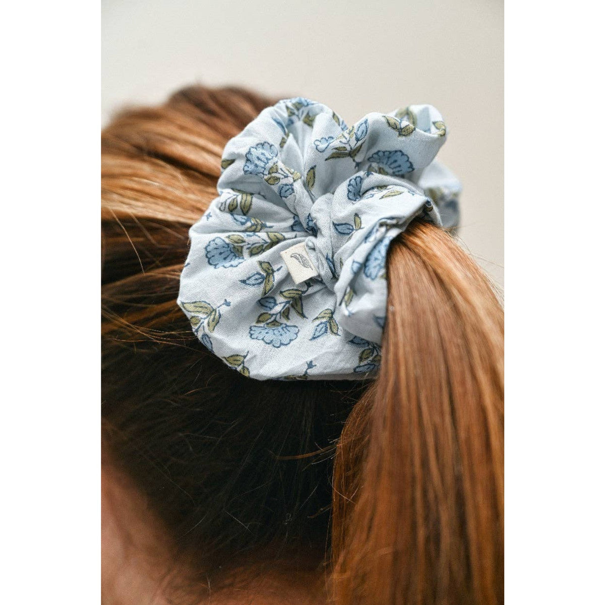 Block Printed Eye Mask & Scrunchie Set - Ditsy Floral Blue