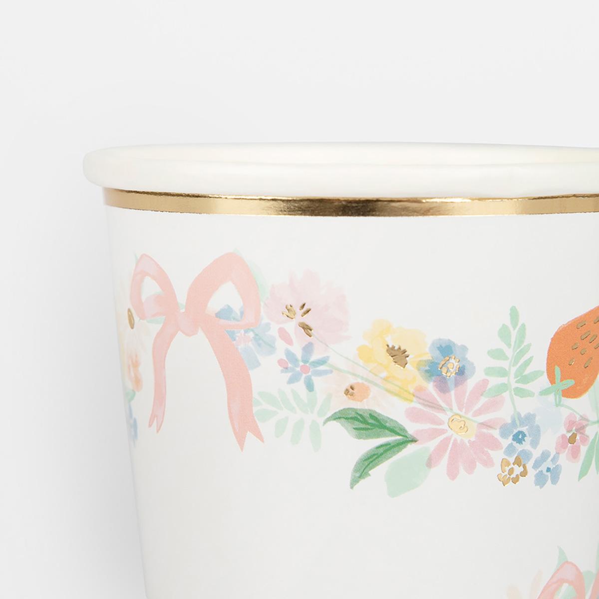 Elegant Floral Party Cups x 8 | Meri Meri party cups Elegant Floral Party Cups x 8