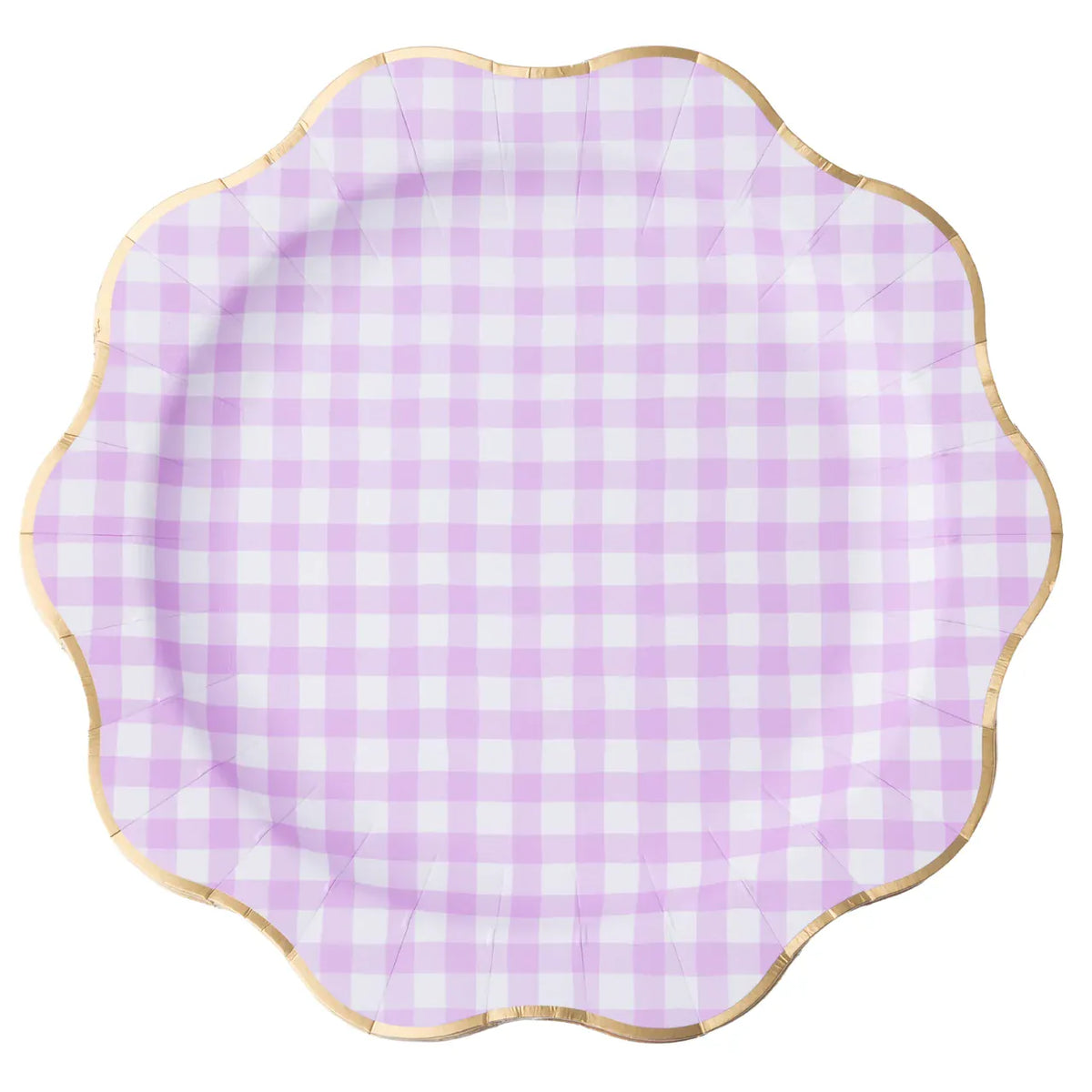 Elegant Lilac Gingham Large Party Plates x 8 Disposable Plates Elegant Lilac Gingham Large Party Plates x 8