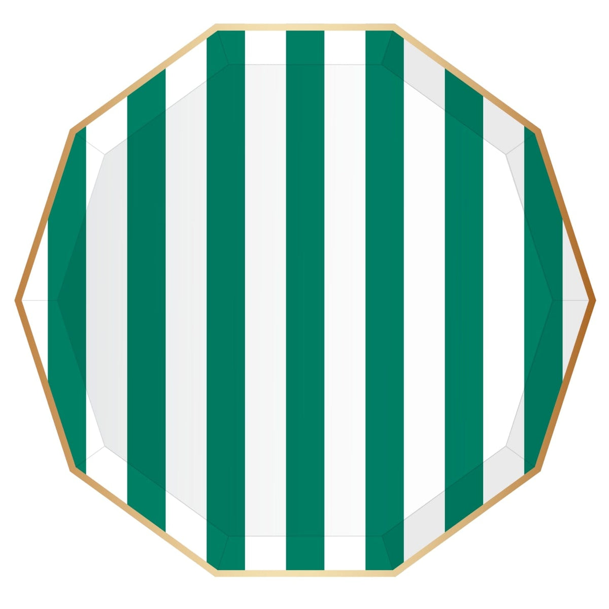 Emerald Green Cabana Stripe Party Plates x 8 - Bonjour Fête Party Paper Plate Emerald Green Cabana Stripe Party Plates x 8