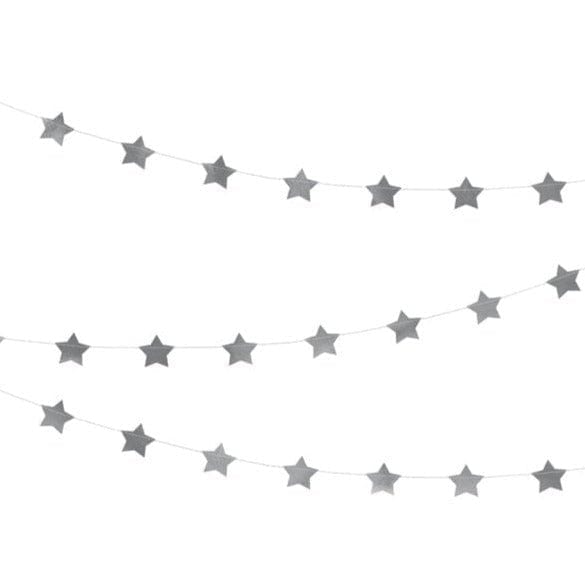 Bunting Extra Long Silver Star Garland - 3.6m