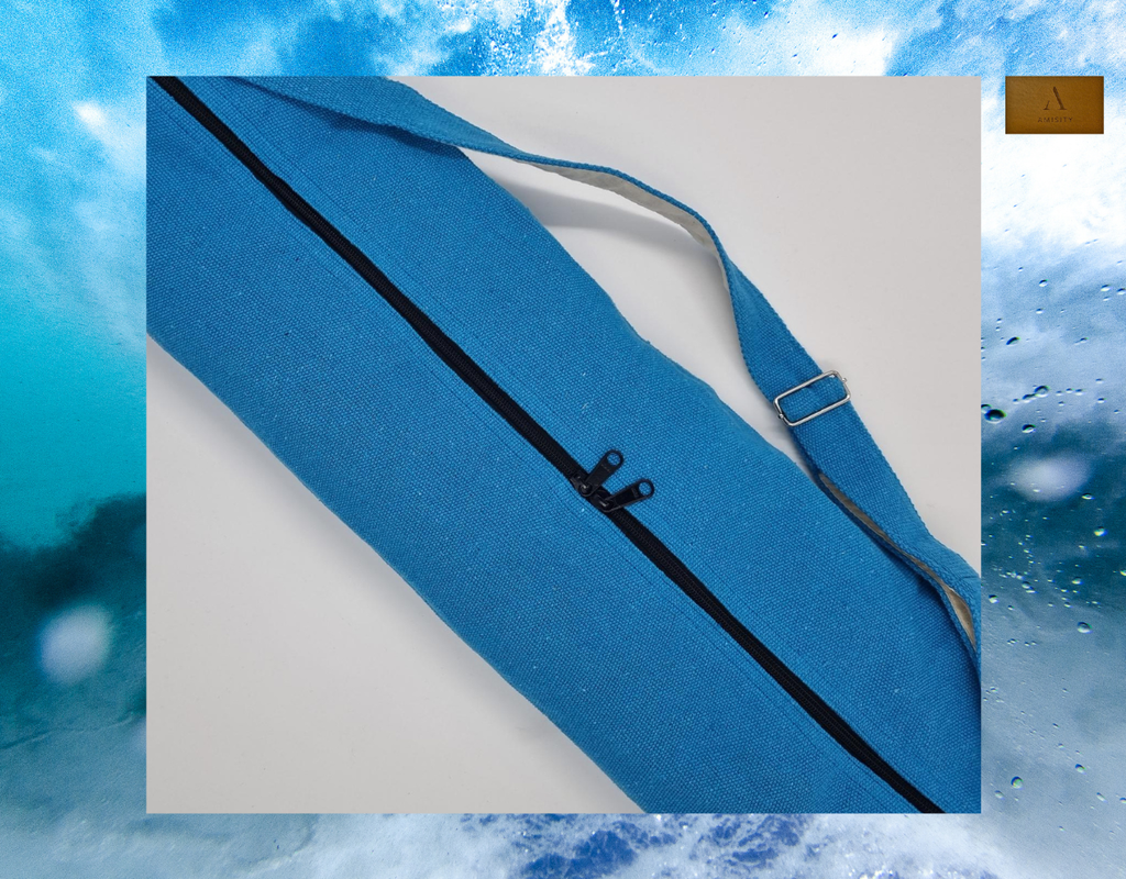 Cotton Linen Yoga Mat Bag - Sky Blue