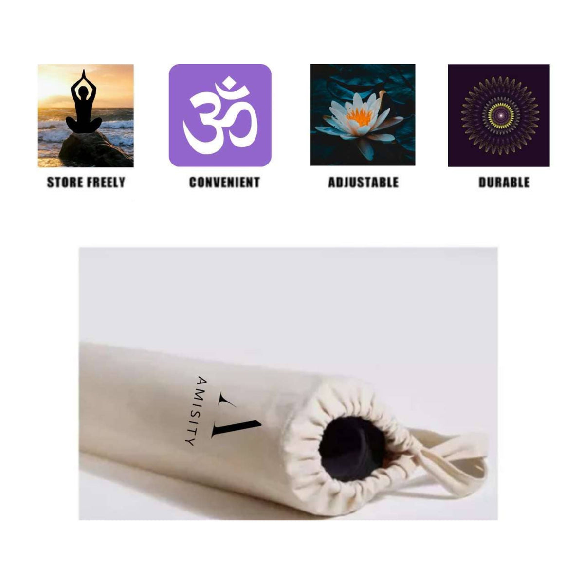 Canvas Yoga Mat Bag with Om Symbol