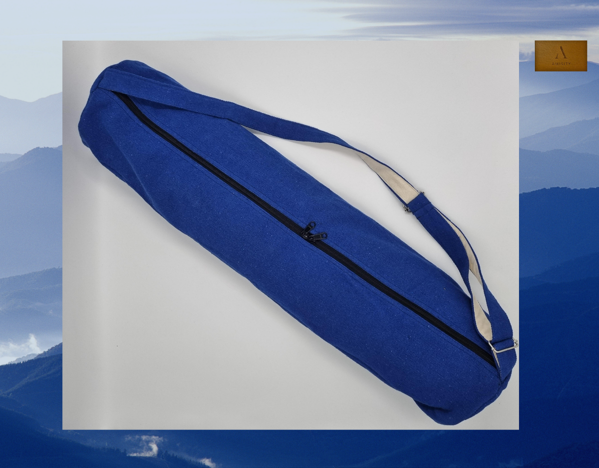 Cotton Linen Yoga Mat Bag - Royal Blue