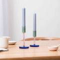 Glass Candlestick - Green & Pink, Medium