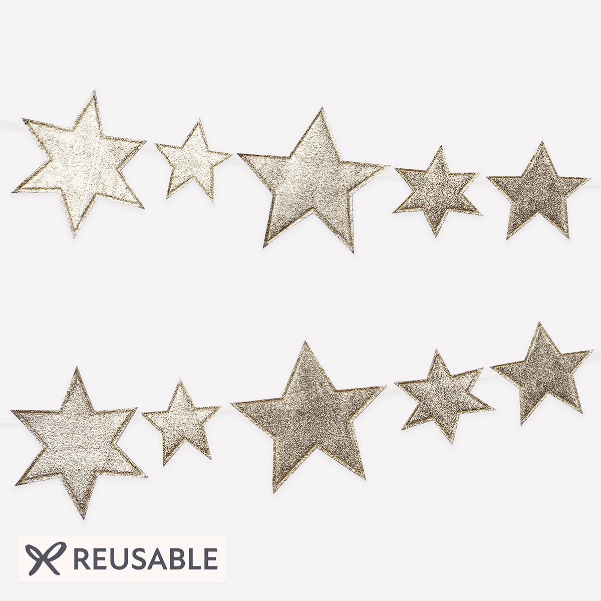 Fabric Gold Star Party Garland - Meri Meri Gold Star Decorations Bunting Fabric Gold Star Party Garland