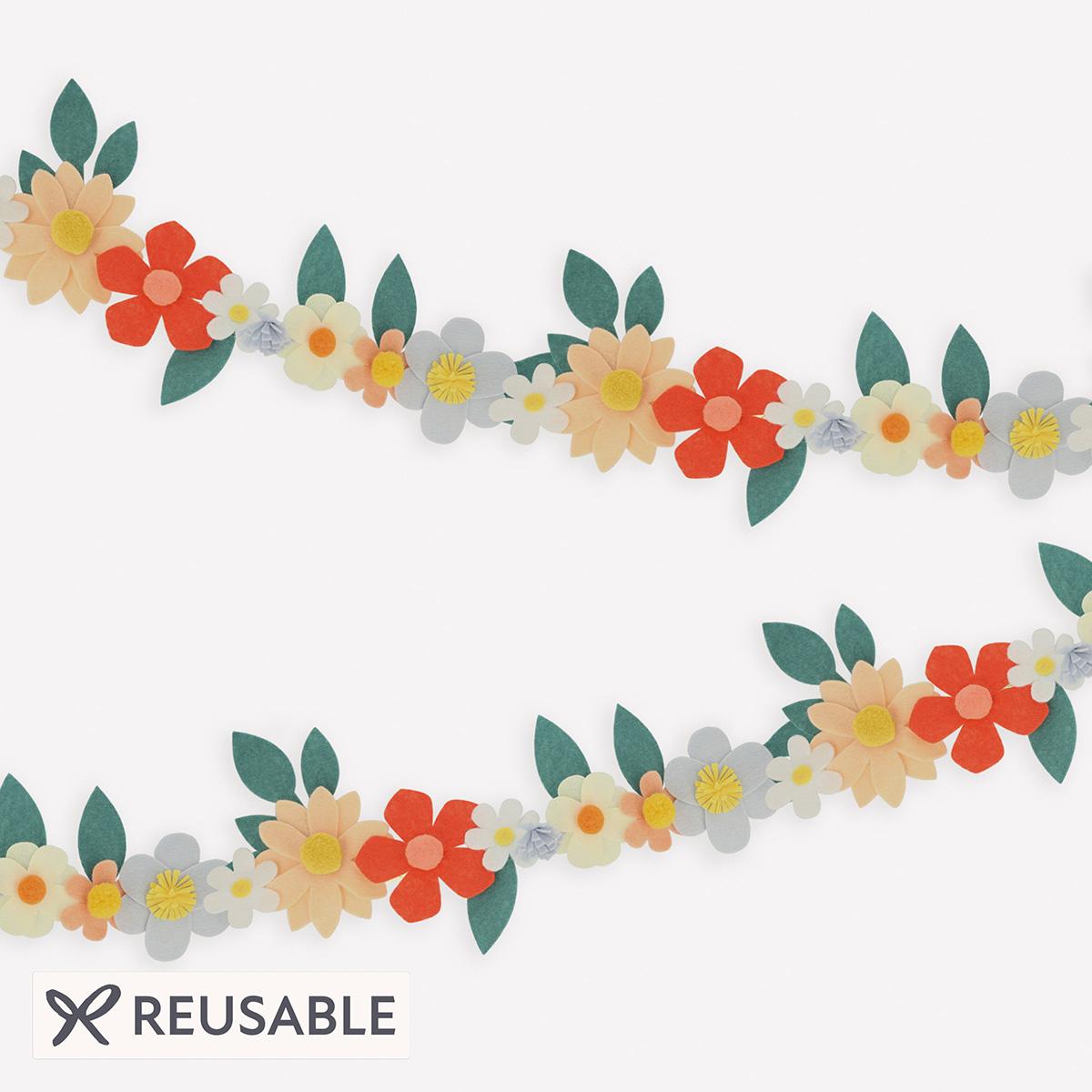 Felt Flower Party Garland Bunting Felt Flower Party Garland