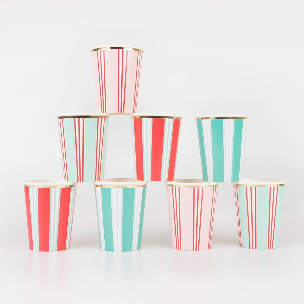 Festive Stripe Christmas Party Cups x 8 | Meri Meri Christmas Table party cups Festive Stripe Christmas Party Cups x 8