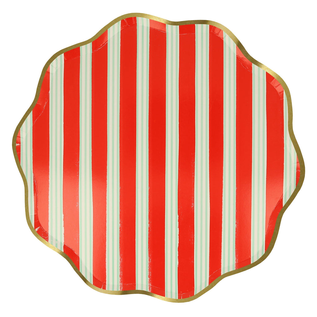 Festive Stripe Large Christmas Party Plates x 8 | Meri Meri Christmas Table party plates Festive Stripe Large Christmas Party Plates x 8