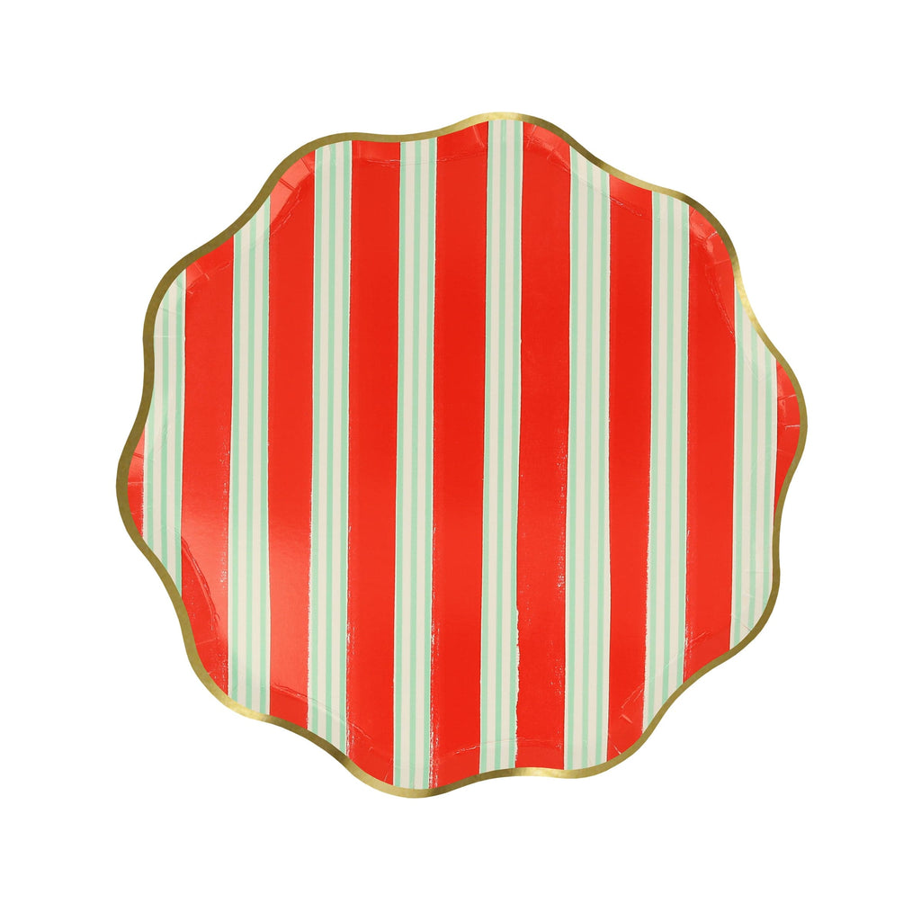 Festive Stripe Small Christmas Party Plates x 8 | Meri Meri Christmas Table party plates Festive Stripe Small Christmas Party Plates x 8