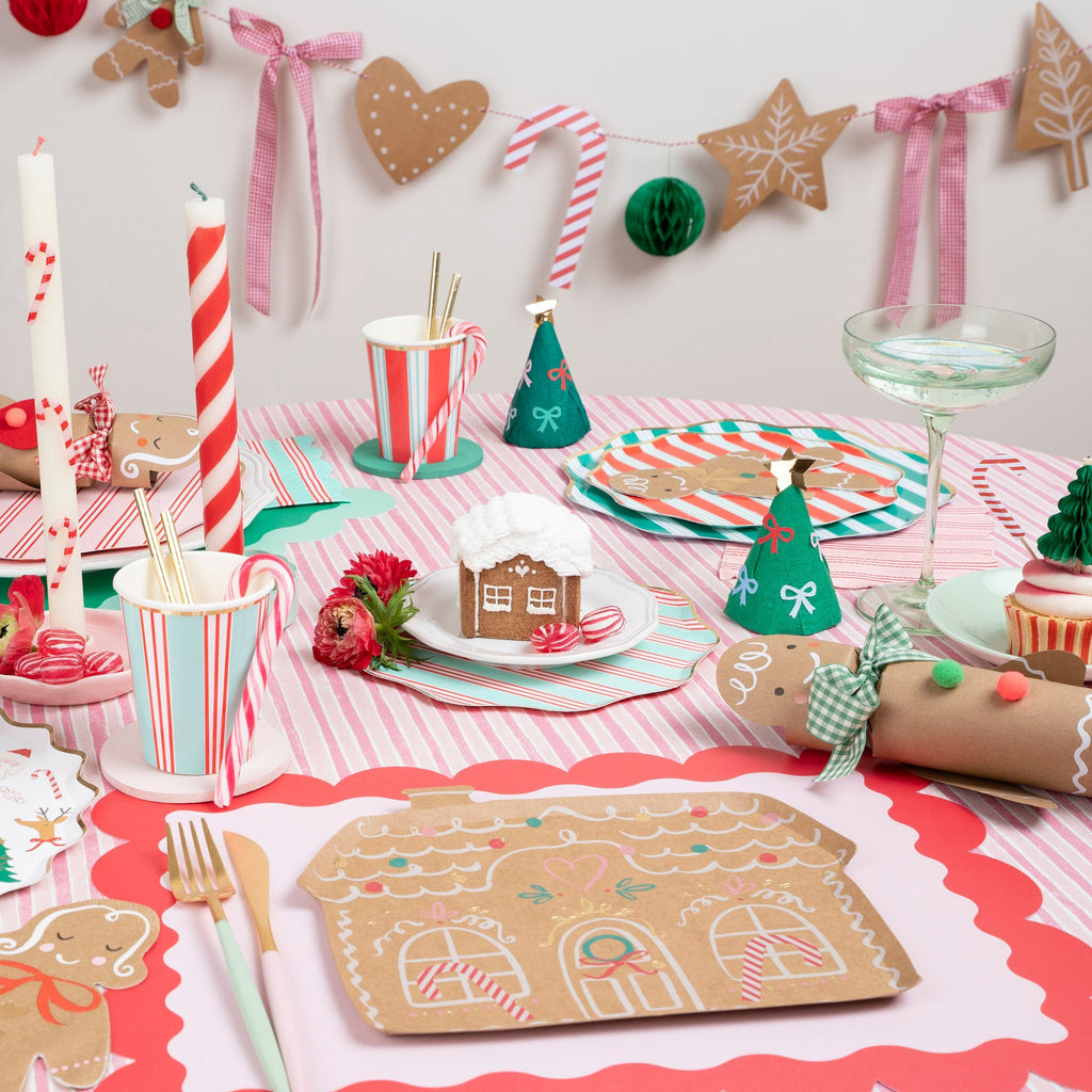 Festive Stripe Small Christmas Party Plates x 8 | Meri Meri Christmas Table party plates Festive Stripe Small Christmas Party Plates x 8