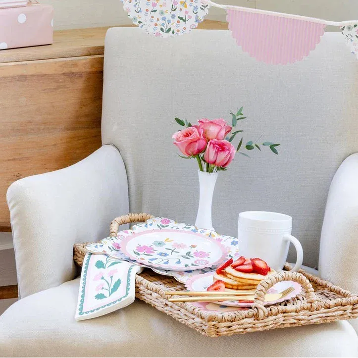 Floral Border Paper Napkins x 24 Paper Napkins Floral Border Paper Napkins x 24