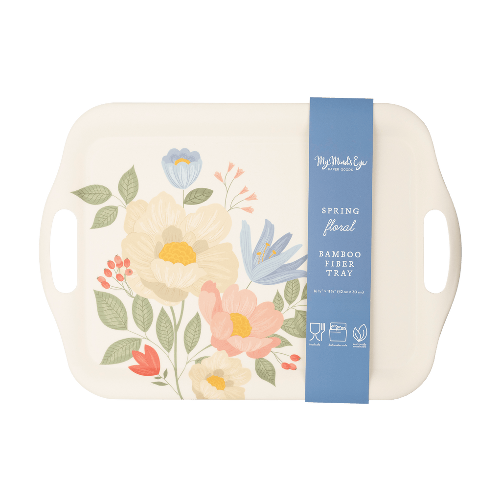 Floral Corner Bamboo Tray -  My Mind's Eye Party Supplies food tray Floral Corner Reusable Bamboo Tray