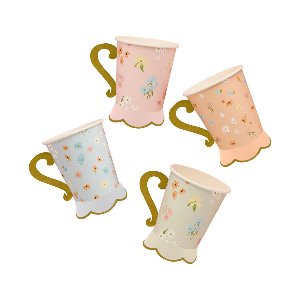 Floral Tea Party Paper Cups x 8 Disposable Cups Floral Tea Party Paper Cups x 8