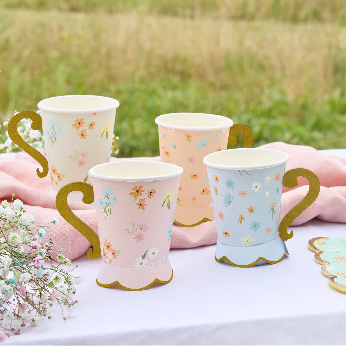Floral Tea Party Paper Cups x 8 Disposable Cups Floral Tea Party Paper Cups x 8