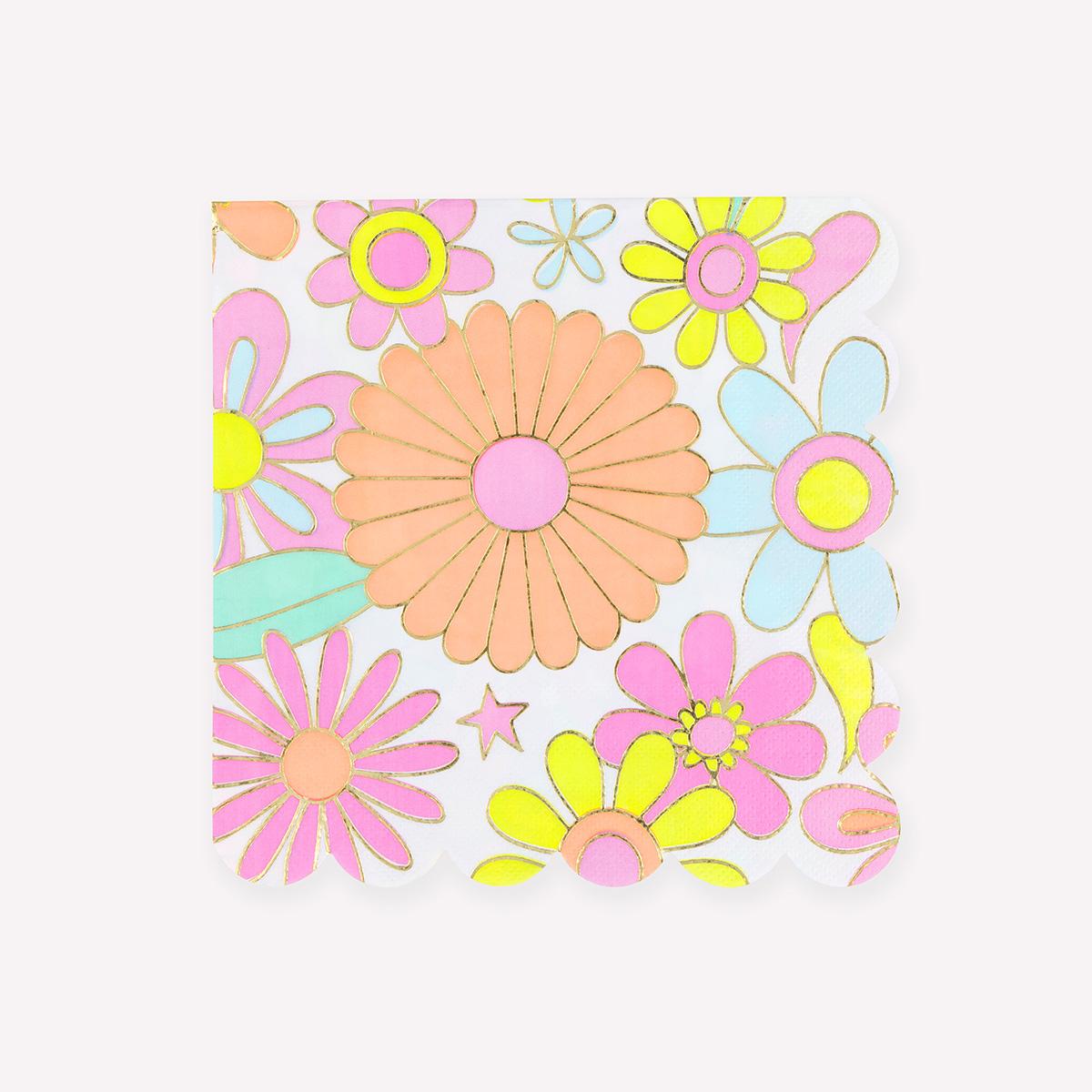 Flower Power Large Party Napkins x 16 | Meri Meri party napkins Flower Power Large Party Napkins x 16