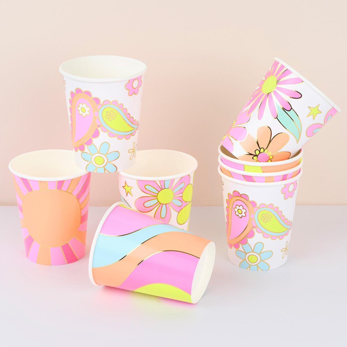 Flower Power Party Cups x 8 | Meri Meri party cups Flower Power Party Cups x 8