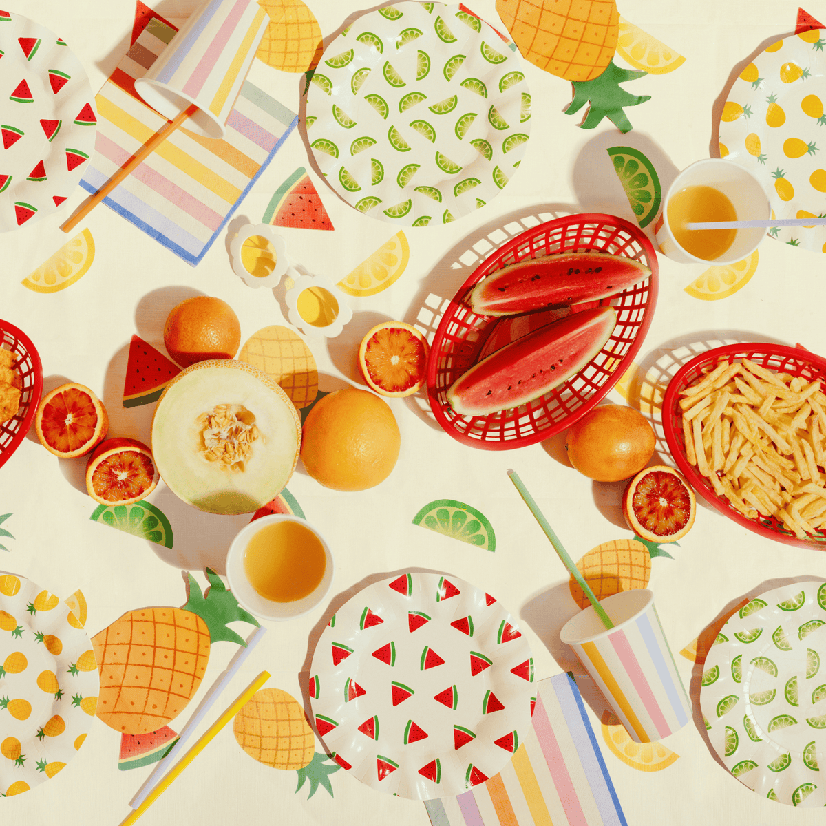 Fruity Party Plates x 6 - Summer Party Supplies Disposable Plates Fruity Party Plates x 6