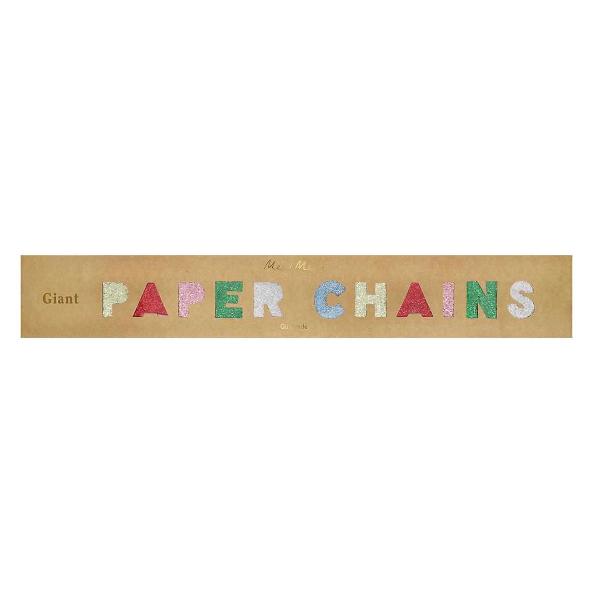 Giant Glitter Paper Chains Set Bunting Giant Glitter Paper Chains Set