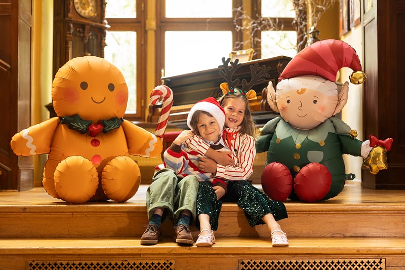 Gingerbread Man Foil Balloon (34 inch) Christmas Balloons Foil Balloon Sitting Gingerbread Man Foil Balloon