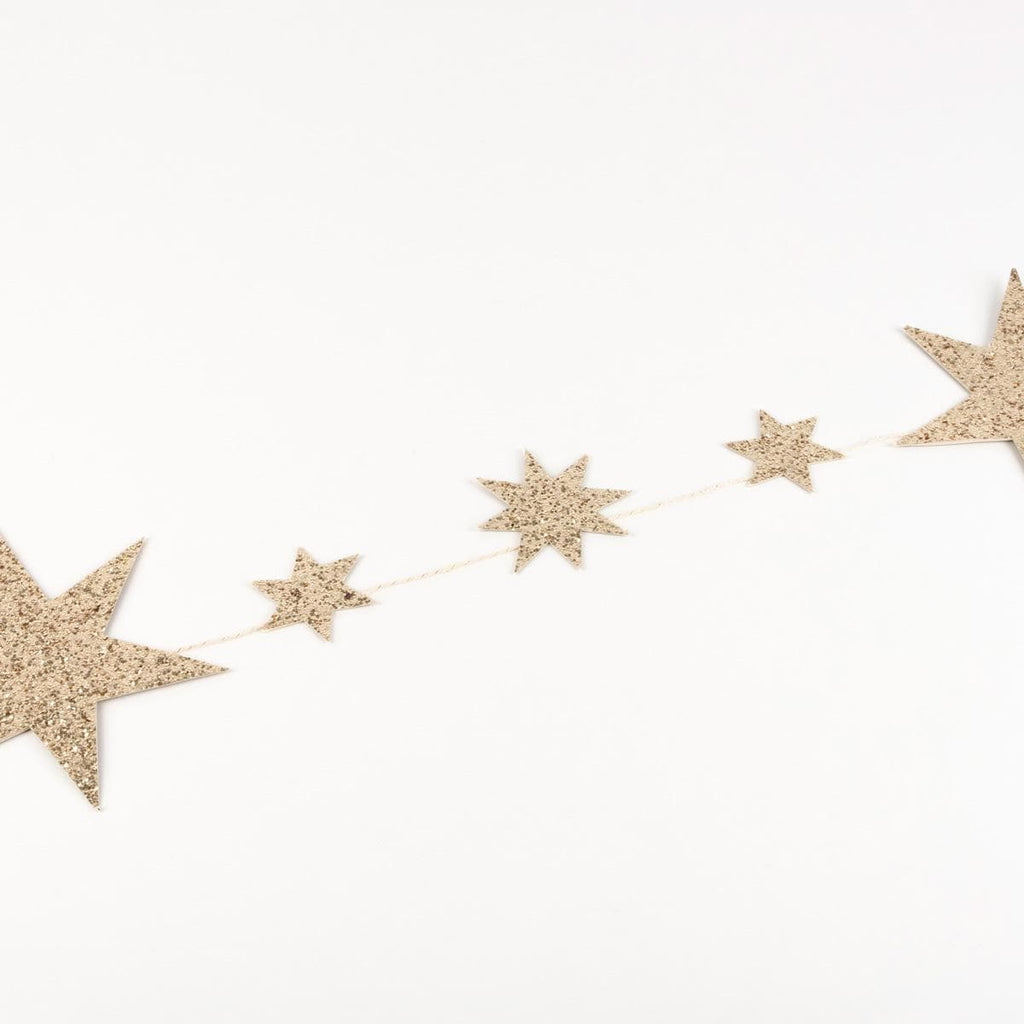 Glitter Gold Stars Party Garland - Meri Meri Gold Star Garland Bunting Glitter Gold Stars Party Garland