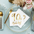 Gold 90th Birthday Party Napkins x 20 - Party Deco Party Supplies White and Gold 90th Birthday Party Napkins x 20