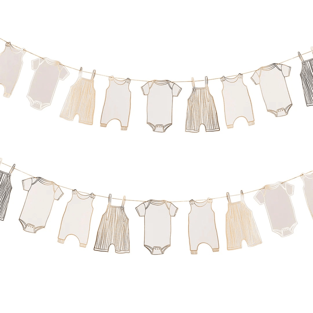 Gold Baby Grow Card Garland - 2.5m - Baby Shower Supplies Bunting Gold Baby Grow Garland - 2.5m