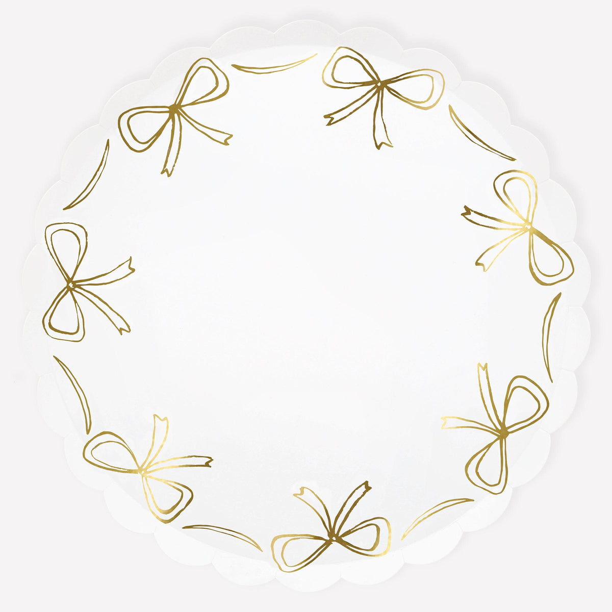 Gold Bow Large Party Plates x 8 | Meri Meri Christmas Bows party plates Gold Bow Large Party Plates x 8