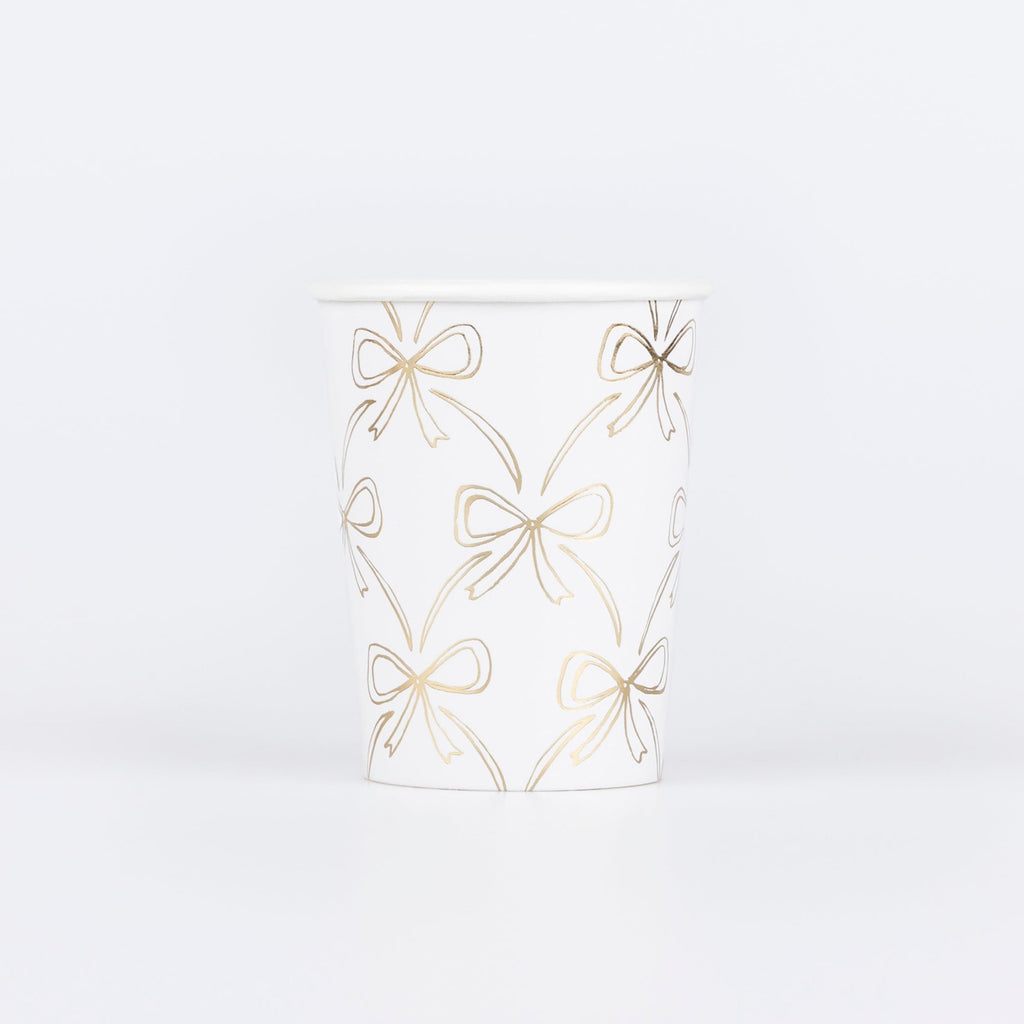 Gold Bow Party Cups x 8 | Meri Meri Christmas Bows party cups Gold Bow Party Cups x 8