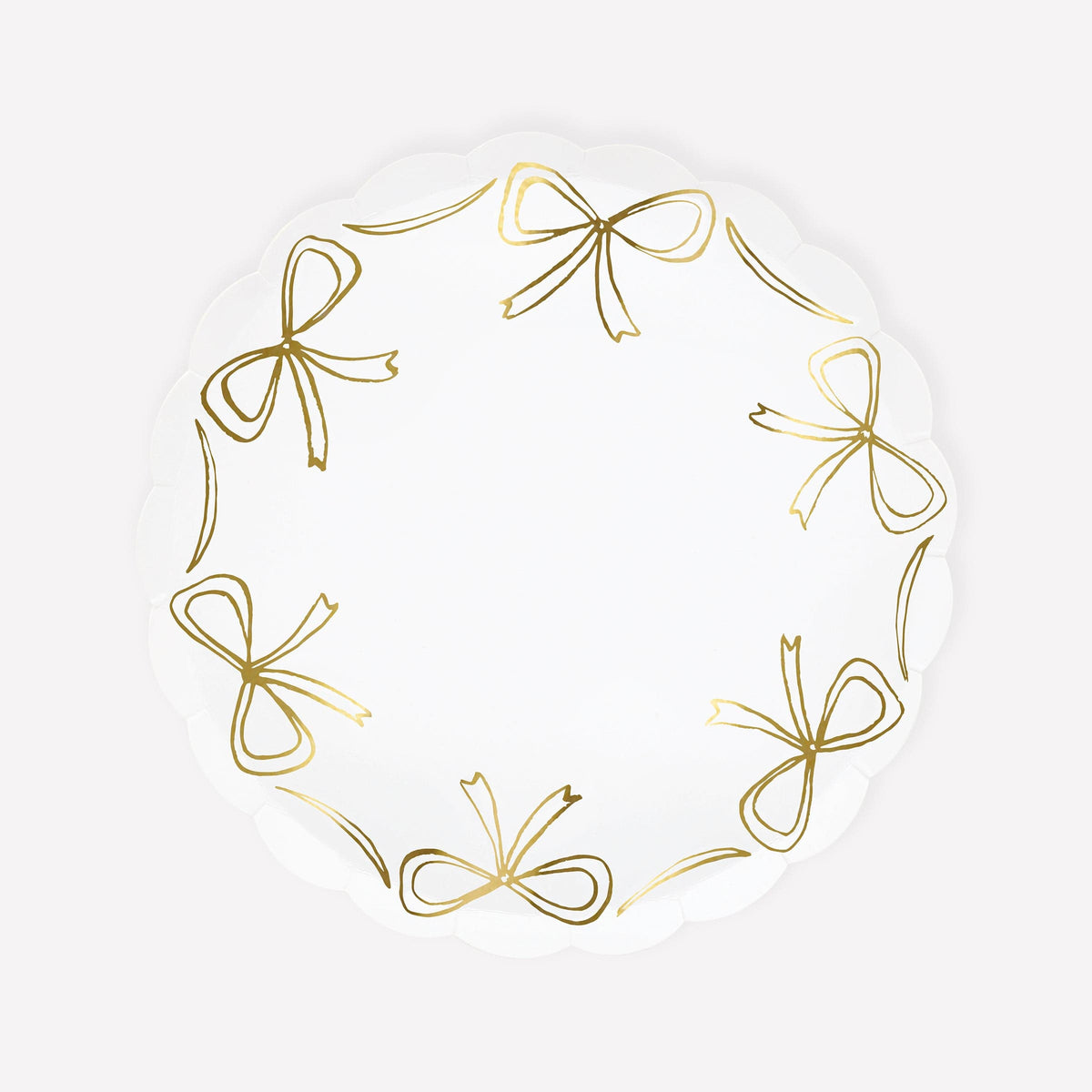 Gold Bow Small Party Plates x 8 | Meri Meri Christmas Bows party plates Gold Bow Small Party Plates x 8