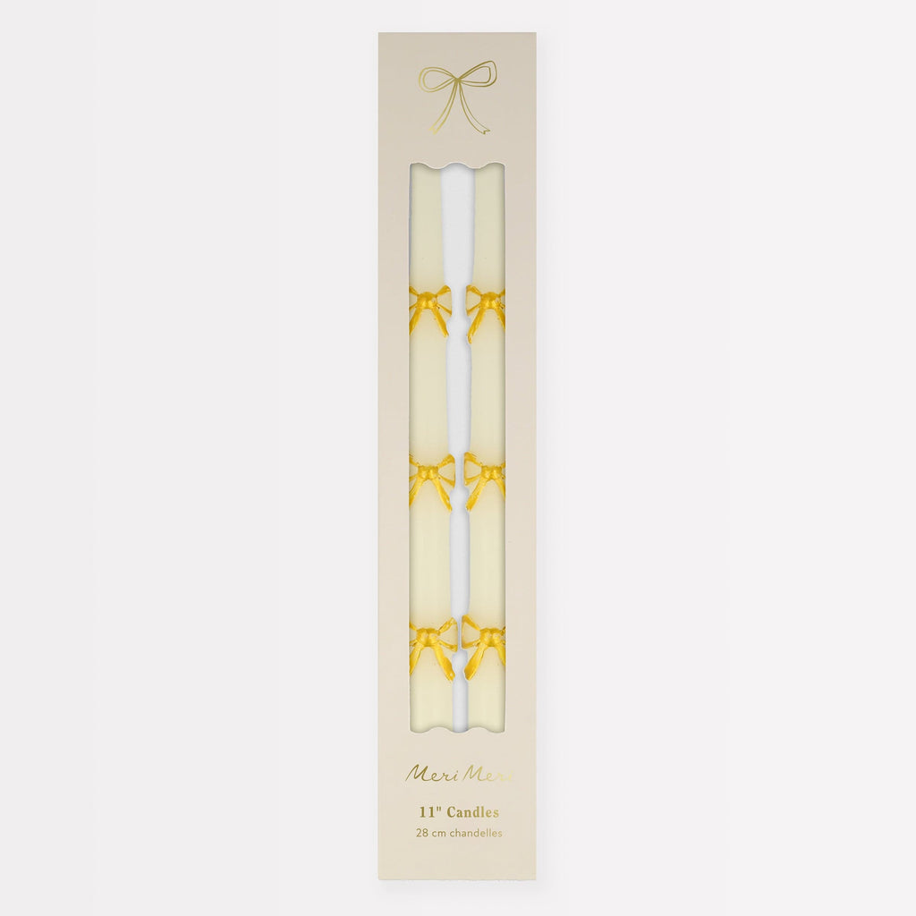 Gold Bow Taper Christmas Candles x 2 | Meri Meri Christmas Candles Candle Gold Bow Taper Christmas Candles x 2
