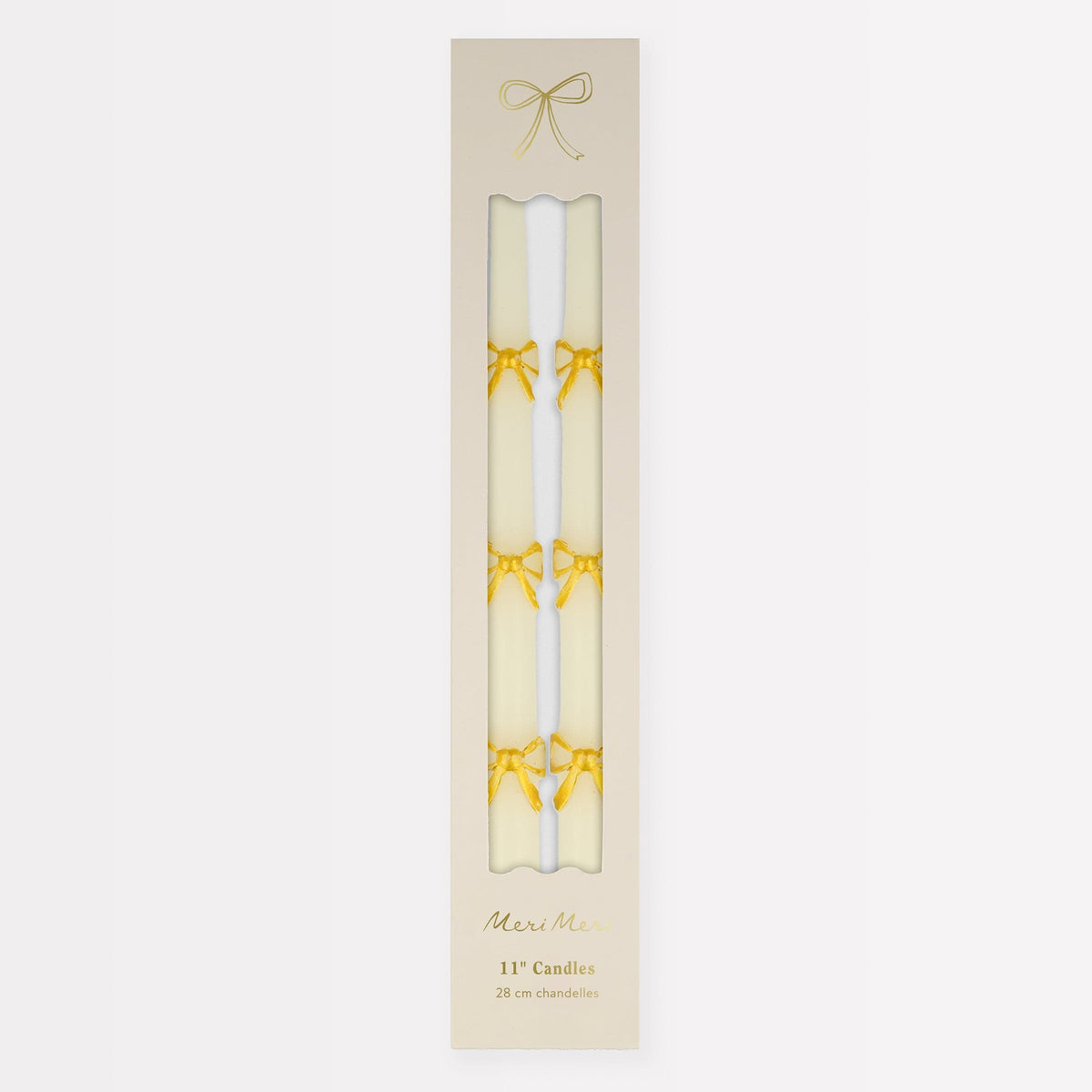 Gold Bow Taper Christmas Candles x 2 | Meri Meri Christmas Candles Candle Gold Bow Taper Christmas Candles x 2