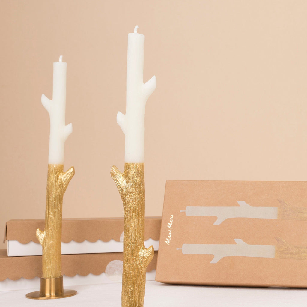 Gold Dipped Stick Christmas Candles x 2 | Meri Meri Christmas Candles Candle Gold Dipped Stick Christmas Candles x 2
